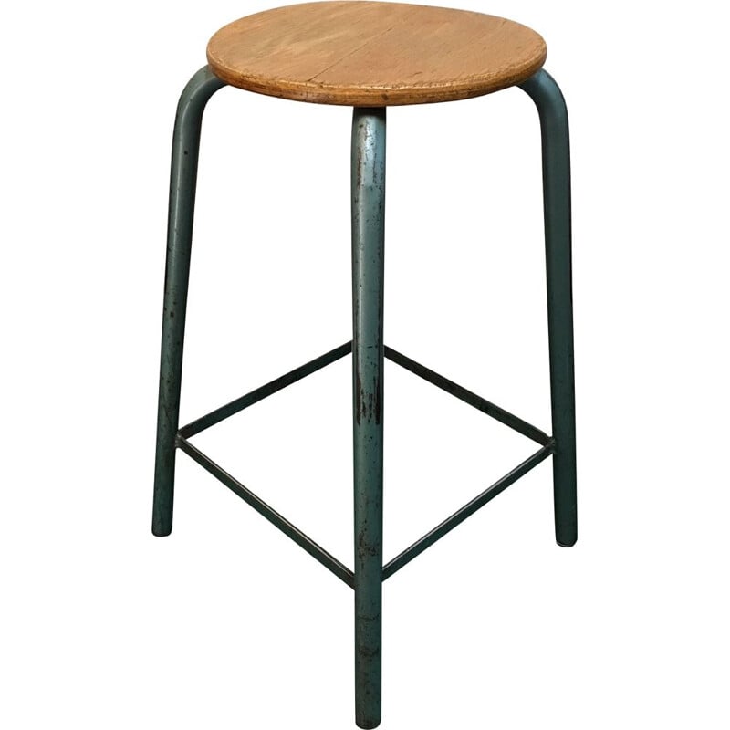 Vintage  wooden and steel stool by Matco