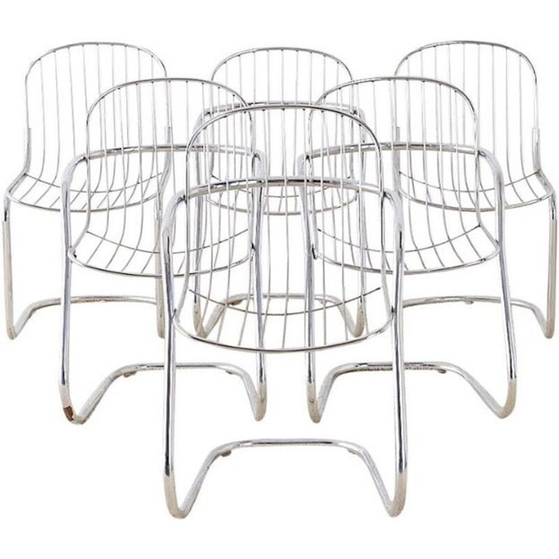 Vintage set of 6 chairs by Gastone Rinaldi, 1970