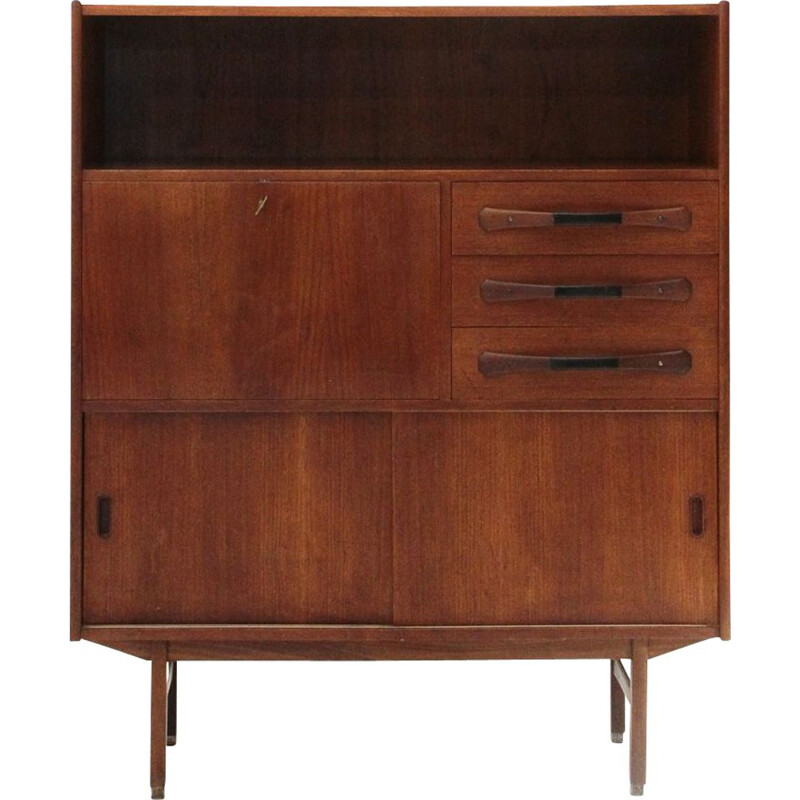 Vintage Italian teak highboard, 1950s