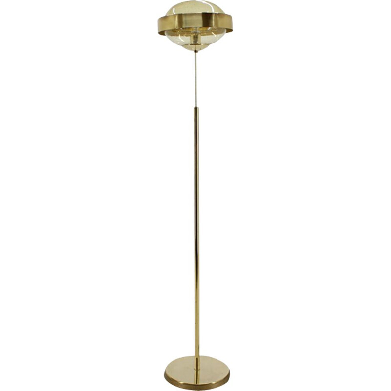 Vintage "Preciosa" gold floor lamp, Czechoslovakia, 1970s