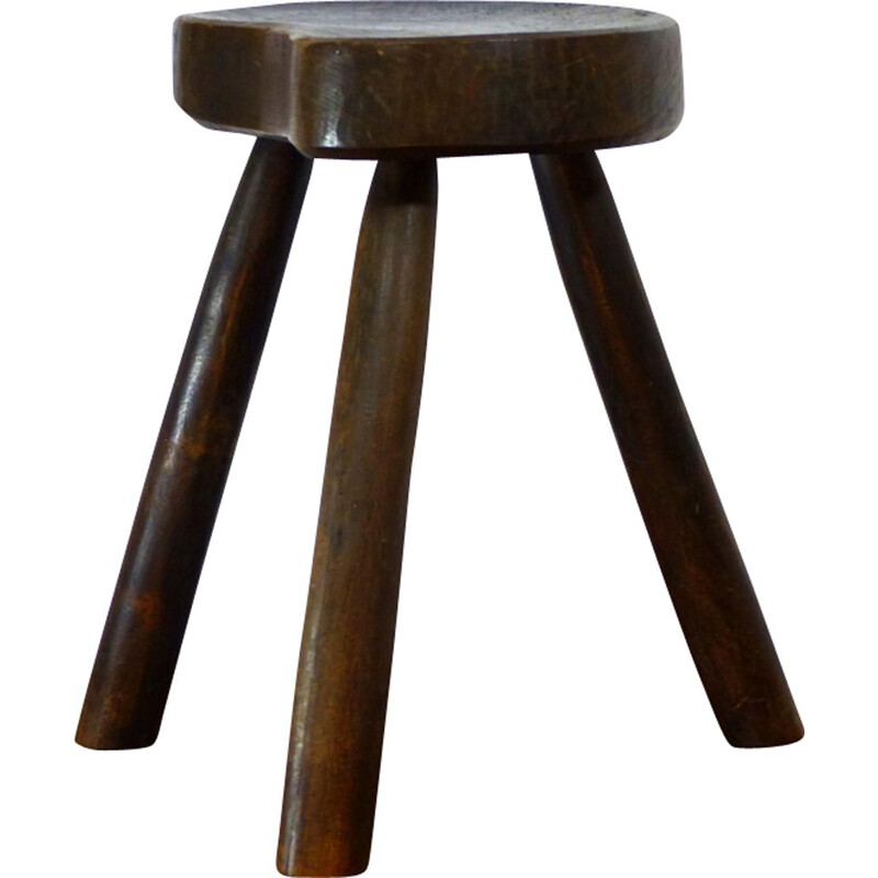 Tabouret tripode vintage en bois, 1960 