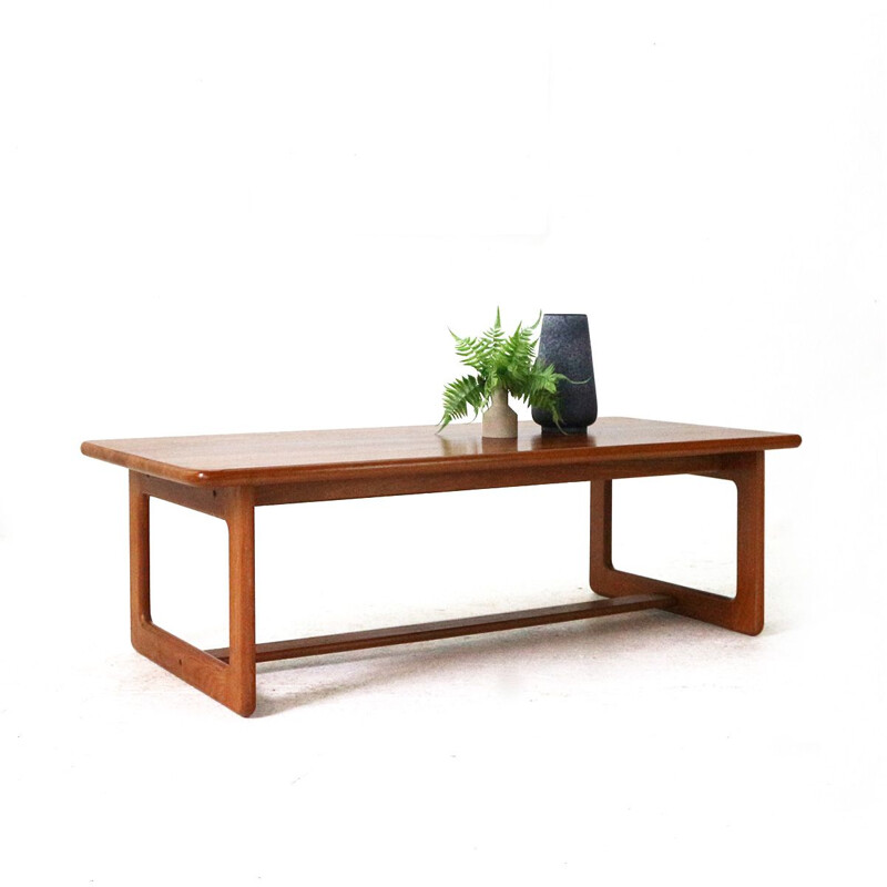 Vintage large solid teak coffee table by Burchardt-Nielsen, 1970s