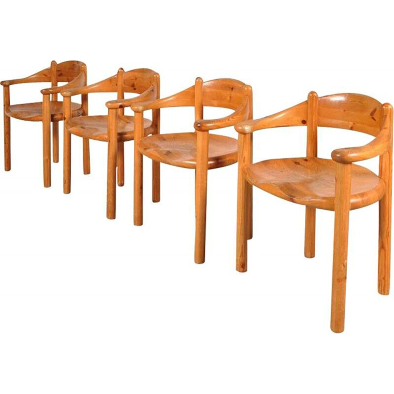 Set of four vintage chairs in pine from Rainer Daumiller 1980