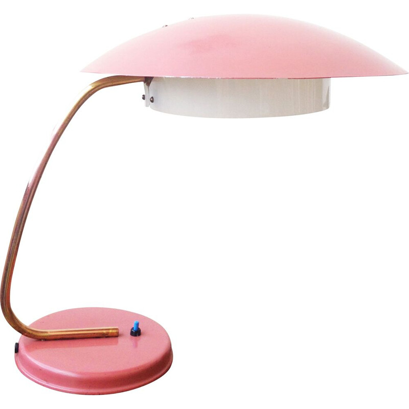 Vintage desk lamp in pink lacquered brass 1950