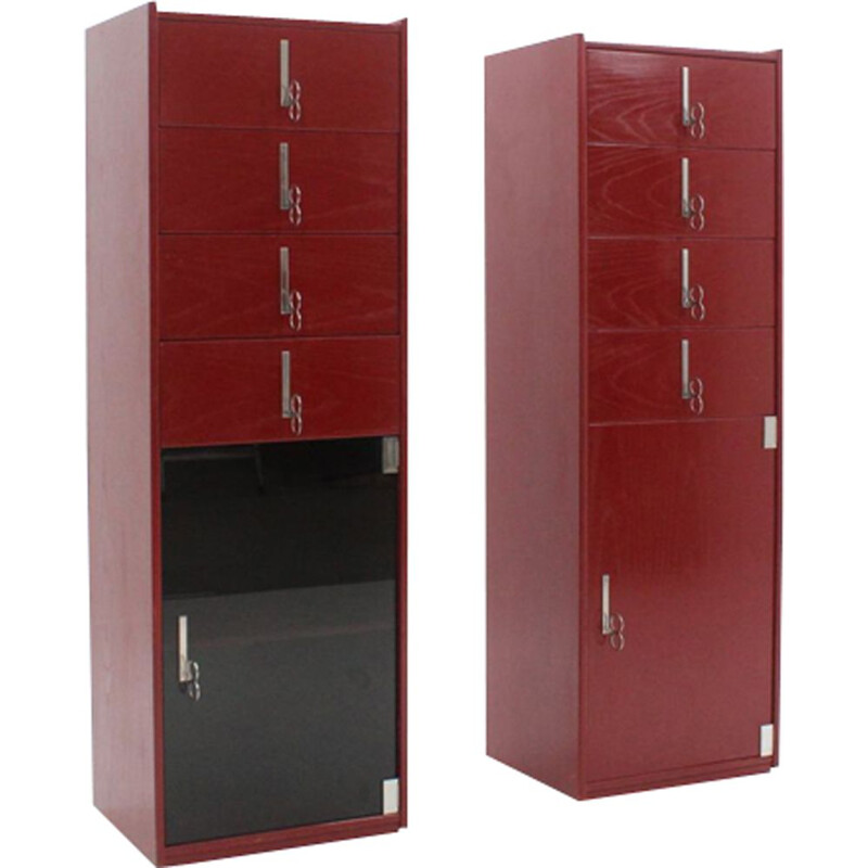 Set of 2 vintage lacquered cabinets by Vittorio Introini for Saporiti, 1970