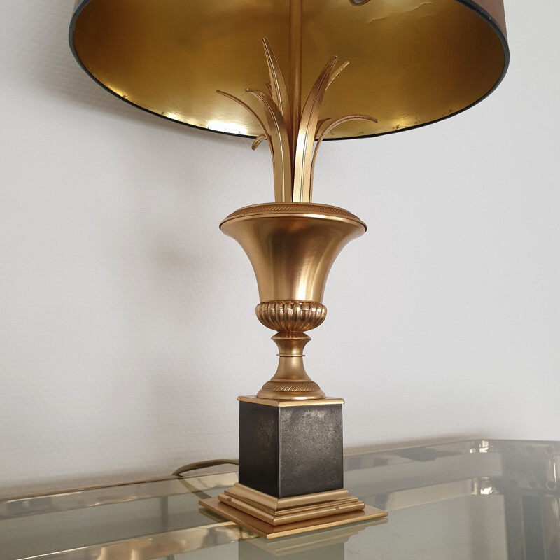 Lampe de table en laiton vintage en feuille d'ananas par S.A. Boulanger, 1970