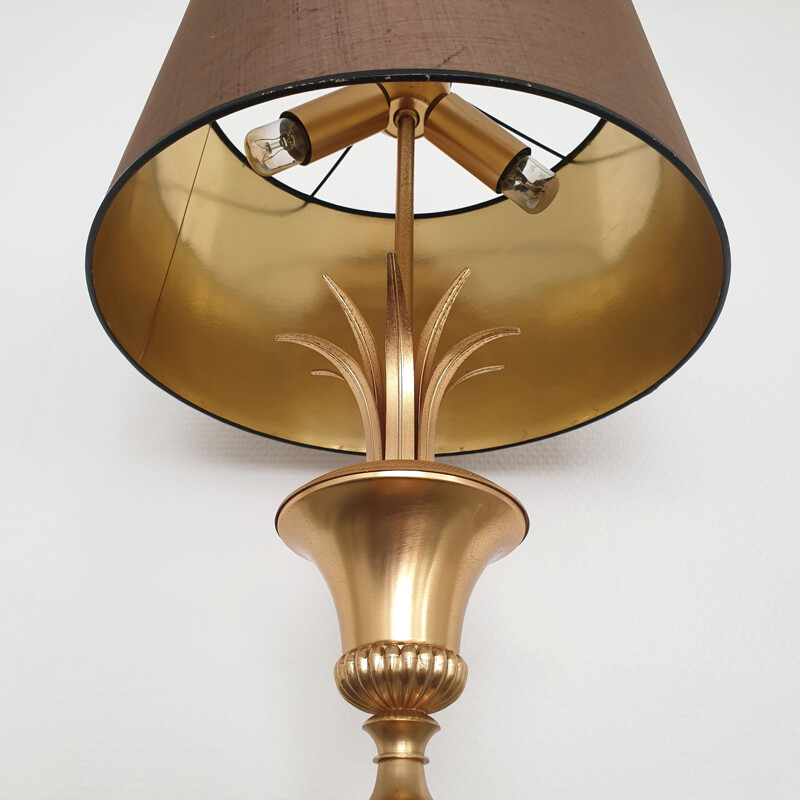 Vintage brass pineapple leaf table lamp by S.A. Boulanger, 1970s
