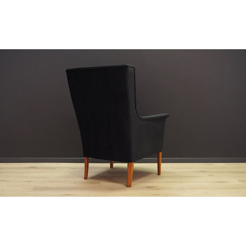 Fauteuil vintage en velours noir, 1960-1970