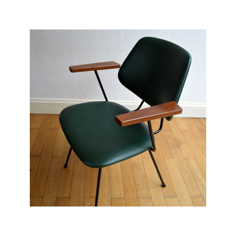 Kembo chairs in metal, wood and skai, Willem H. GISPEN - 1950s