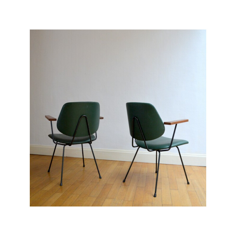 Kembo chairs in metal, wood and skai, Willem H. GISPEN - 1950s