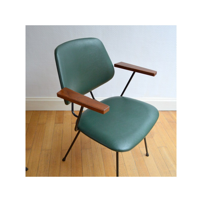 Kembo chairs in metal, wood and skai, Willem H. GISPEN - 1950s