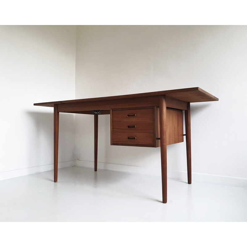 Vintage extendable teak desk by Arne Vodder for Sigh & Søns, Denmark, 1950s