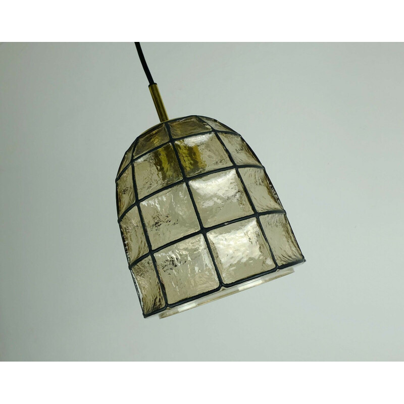 Glass vintage pendant light by Glashuette Limburg, 1960s