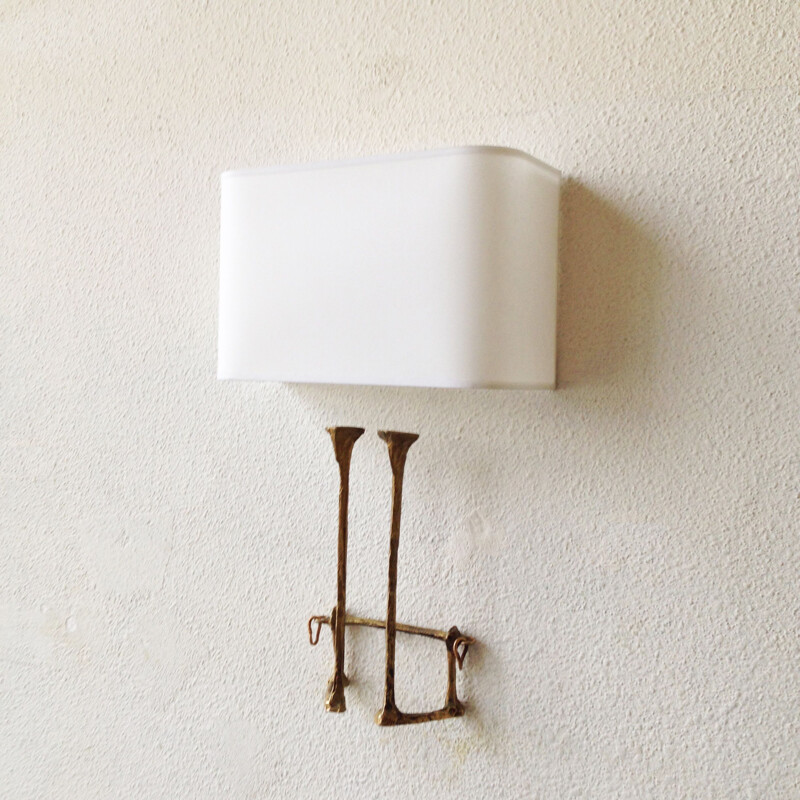 Felix Agostini bronze vintage wall lamp, 1962