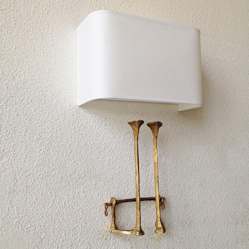 Felix Agostini bronze vintage wall lamp, 1962