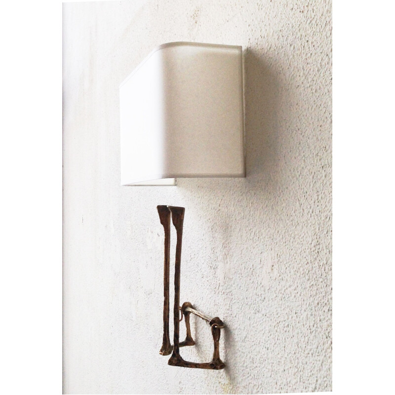 Felix Agostini bronze vintage wall lamp, 1962