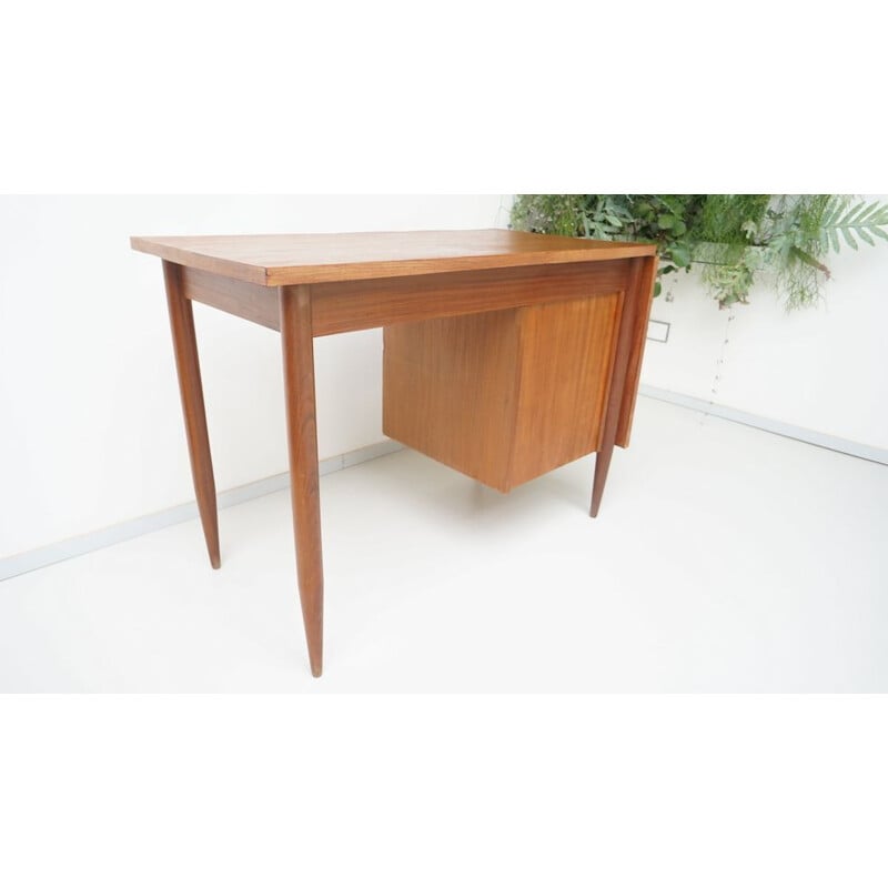 Teak leaf drop vintage desk by Arne Vodder, 1960s