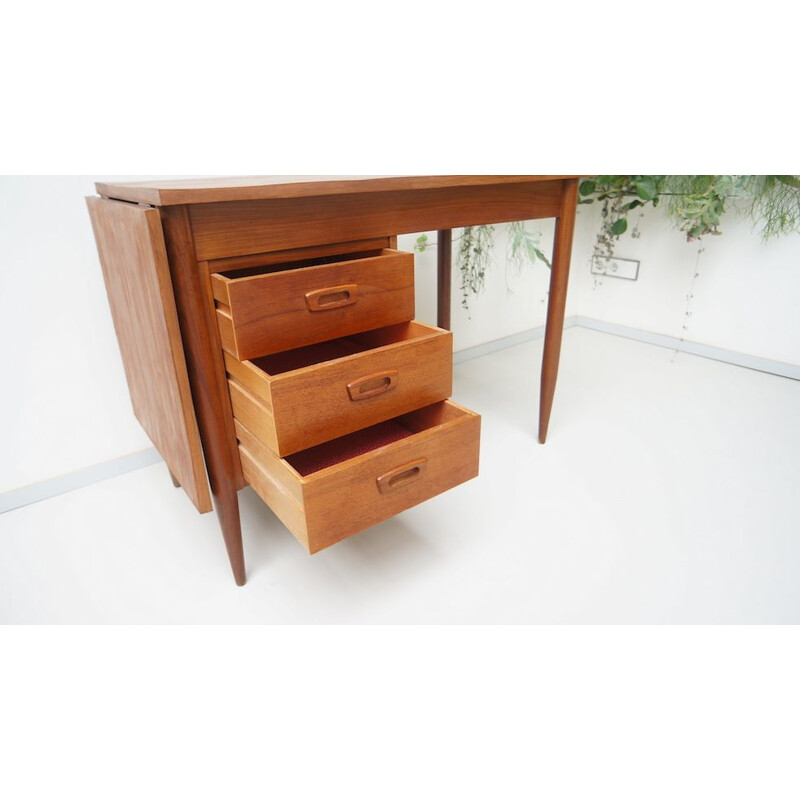 Teak leaf drop vintage desk by Arne Vodder, 1960s