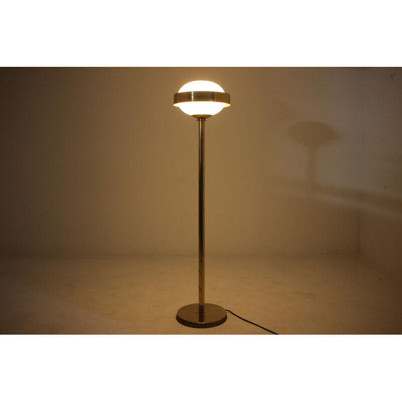 Preciosa gold vintage floor Lamp, Czechoslovakia, 1970s