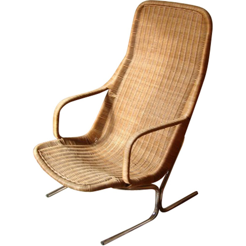 Rohé Noorwolde Scandinavian chair in rattan, Dirk VAN SLIEDREGT - 1960s