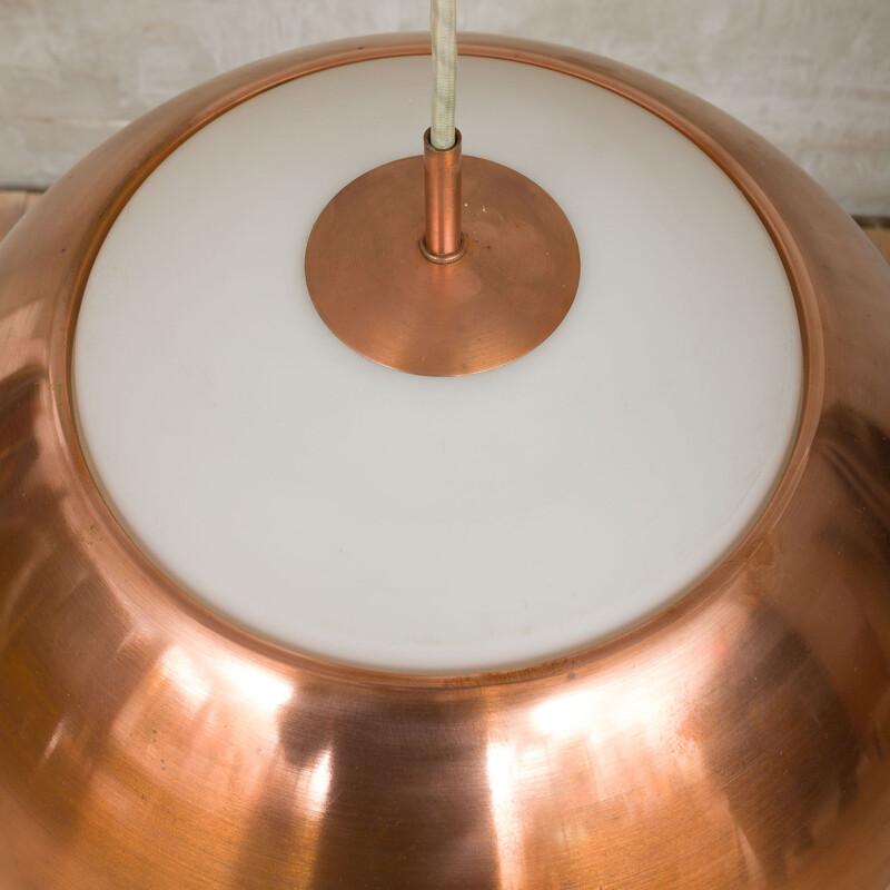 Copper and glass vintage pendant light, Svend Middelboe, 1970s