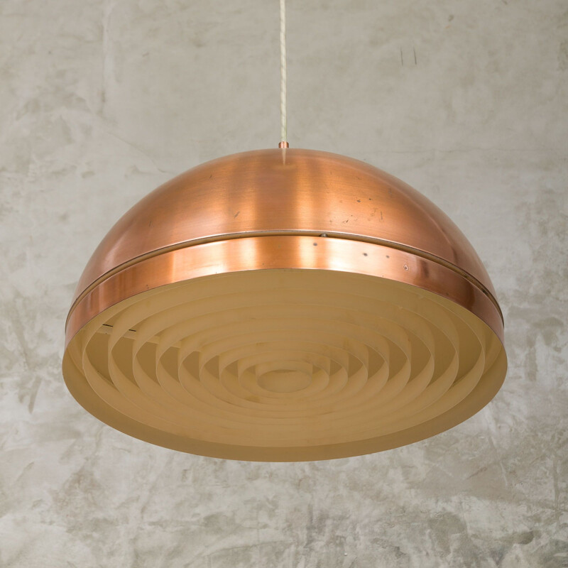 Copper and glass vintage pendant light, Svend Middelboe, 1970s