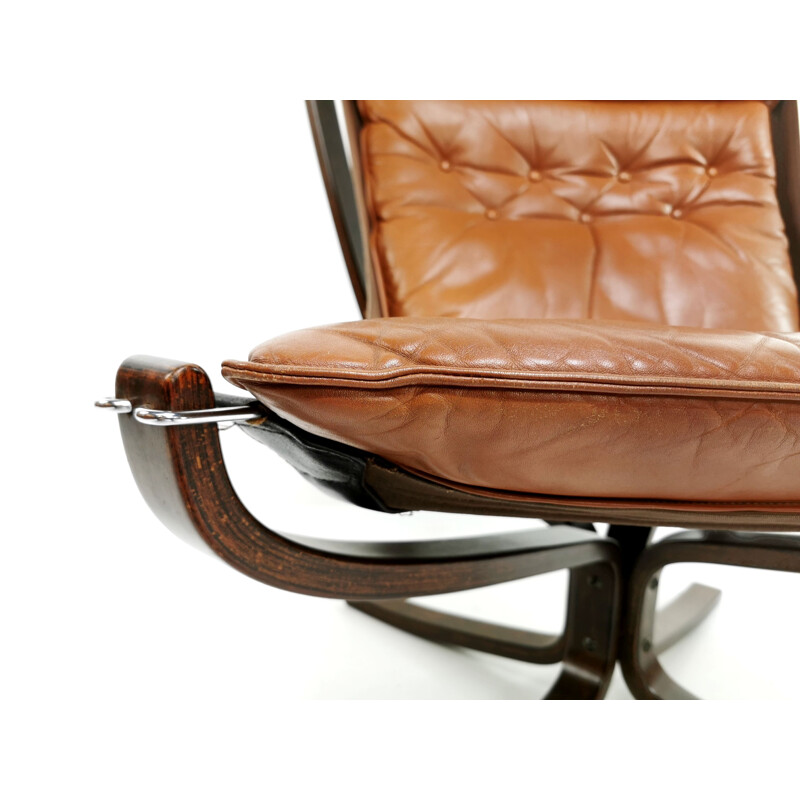 Fauteuil en cuir de faucon vintage par Sigurd Ressell 1970