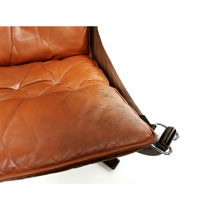 Vintage falcon leather chair by Sigurd Ressell 1970