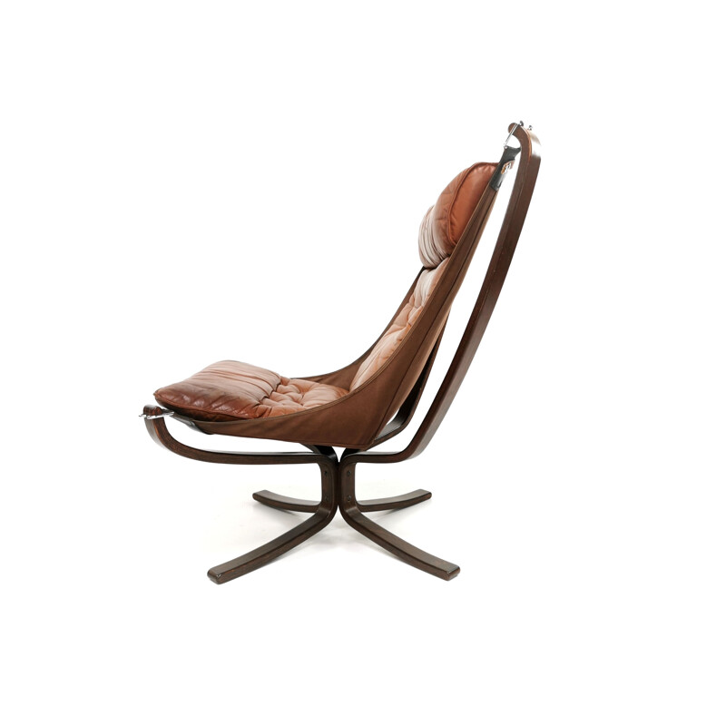 Vintage falcon leather chair by Sigurd Ressell 1970