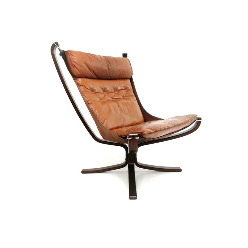 Vintage falcon leather chair by Sigurd Ressell 1970