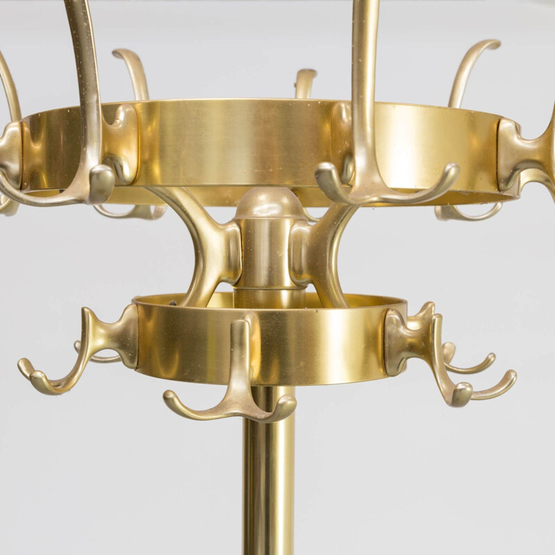 Vintage brass round freestanding coat rack 1970