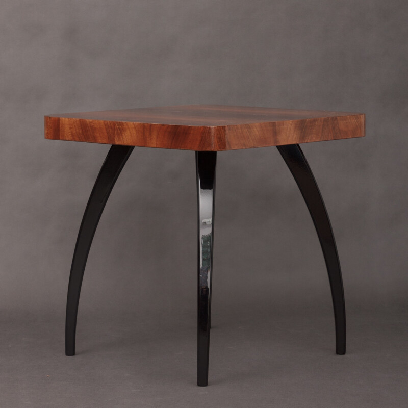 Lacquered beech and walnut coffee table, Jindrich HALABALA - 1930s