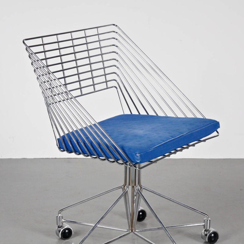 Chaise en fil de fer vintage Verner Panton fabriquée par Fritz Hansen 1980