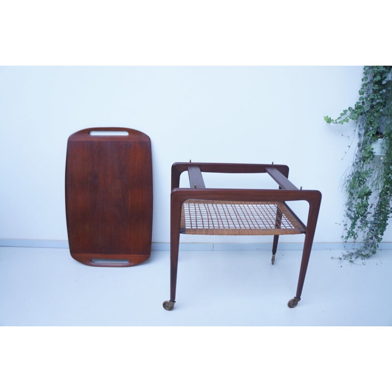 Vintage teak serving trolley Johannes Andersen 1960