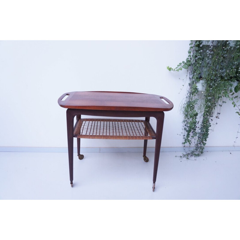 Vintage teak serving trolley Johannes Andersen 1960