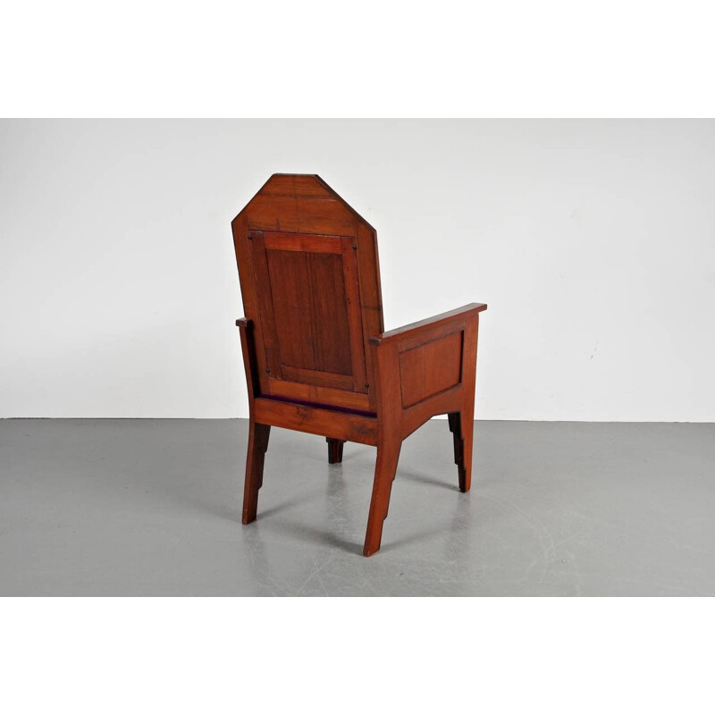 Suite  de 4 fauteuils vintage en bois, Amsterdam Pays-Bas, 1920