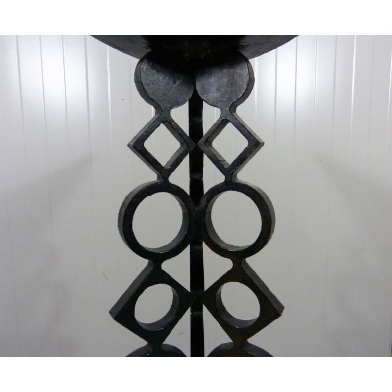 Vintage Large Cast Iron Floor Candle Holder, 1960