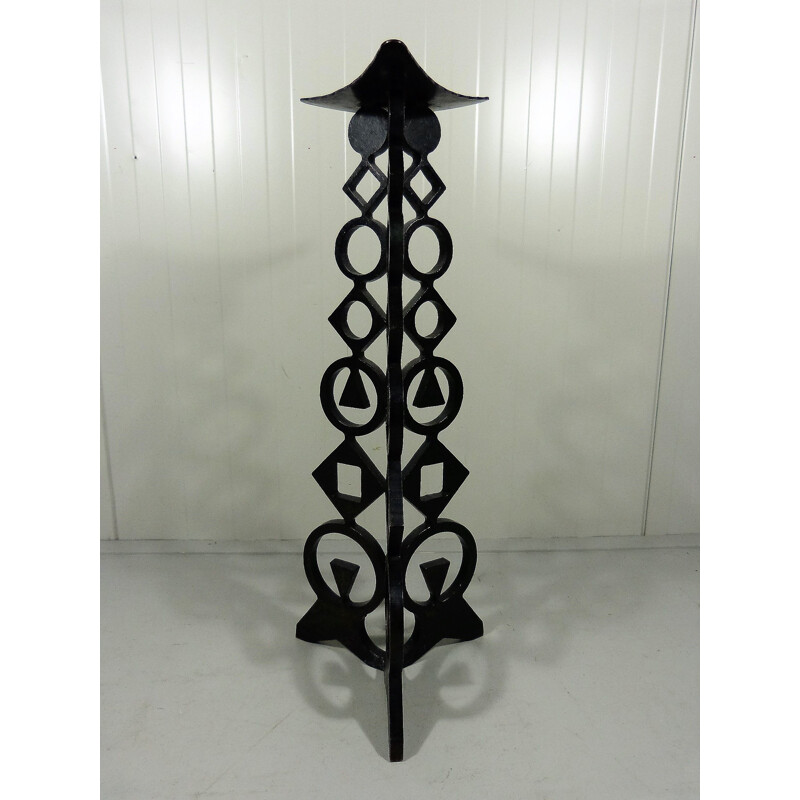 Vintage Large Cast Iron Floor Candle Holder, 1960