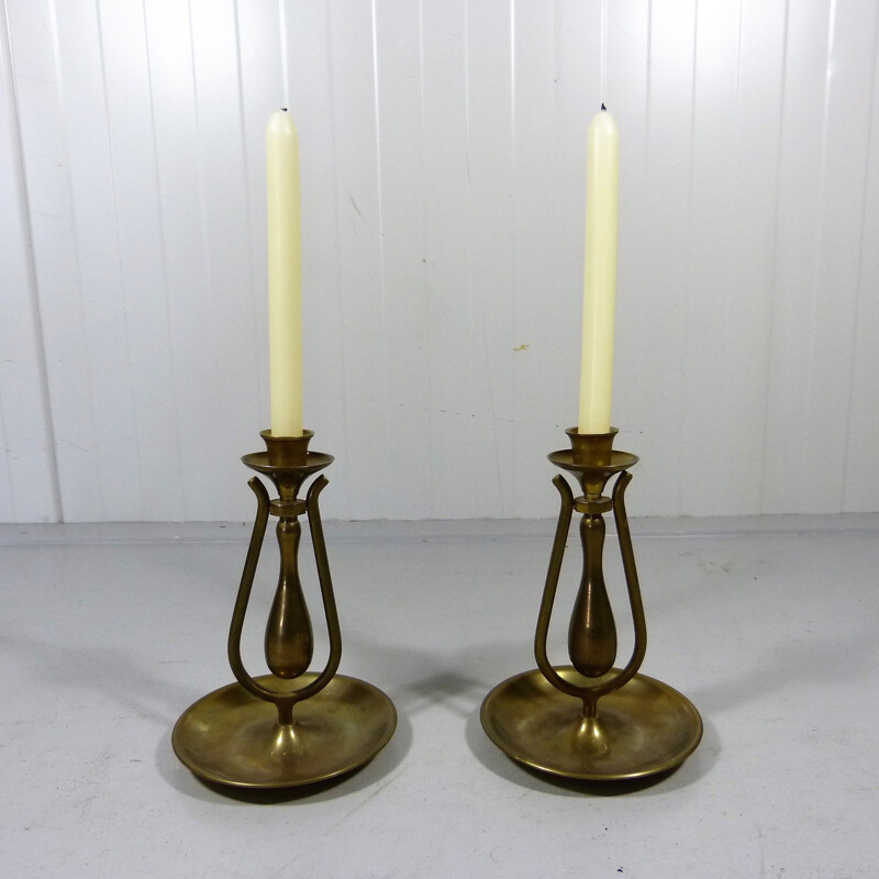Vintage pair of Brass Wall & Table Candle Holders, 1960