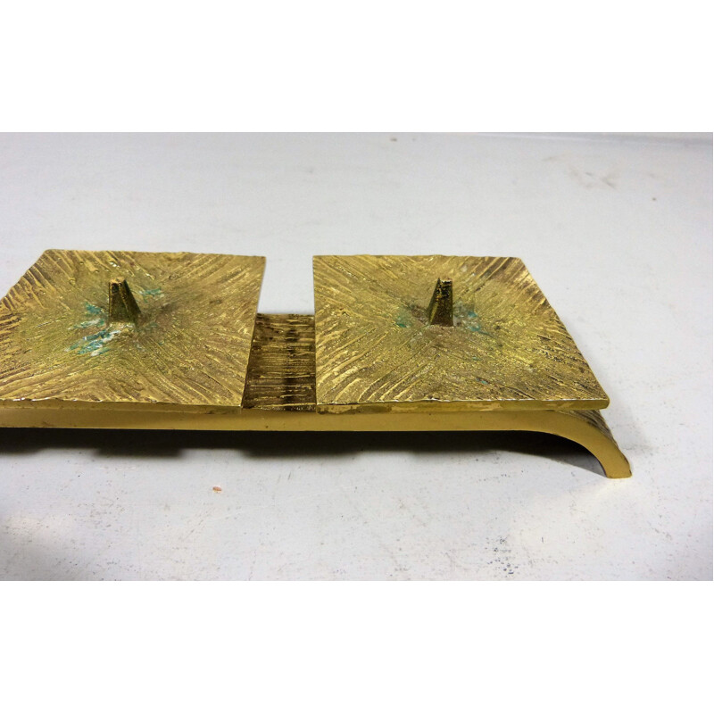 Vintage Bronze Candle Holder and Original Candles, 1960s