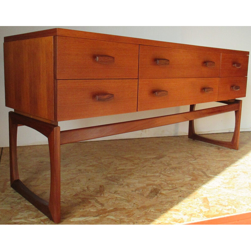 Long vintage chest of drawers with 6 drawers by R.Bennett for G-Plan, 1960