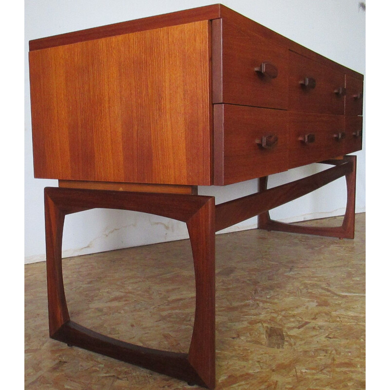 Longue commode vintage à 6 tiroirs par R.Bennett pour G-Plan, 1960