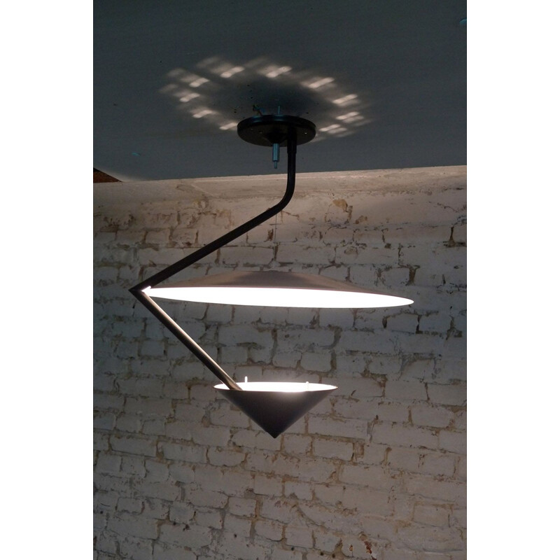 Vintage lacquered metal pendant lamp, 1980