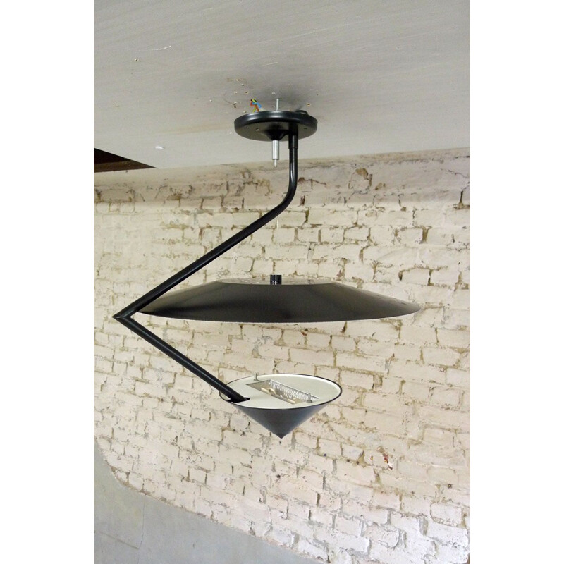 Vintage lacquered metal pendant lamp, 1980