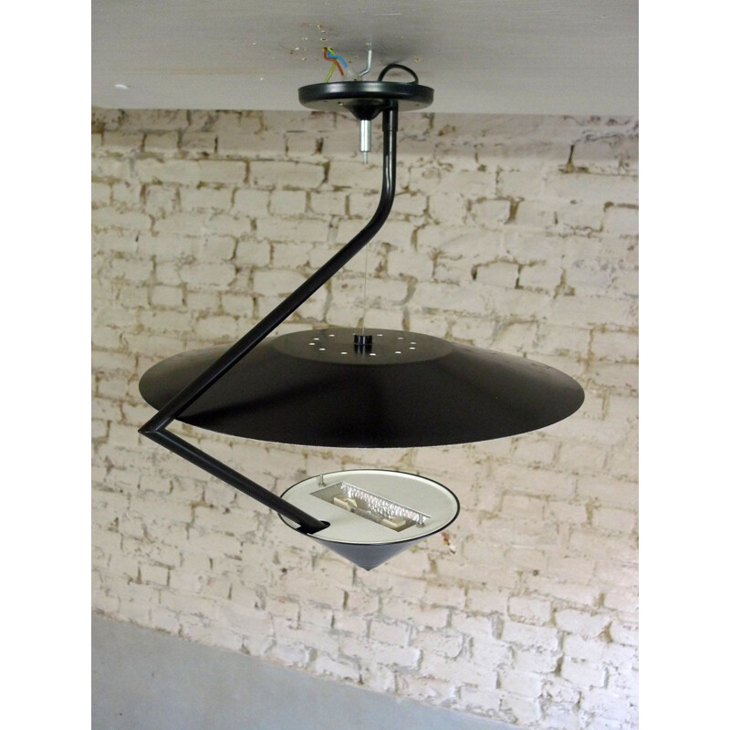 Vintage lacquered metal pendant lamp, 1980