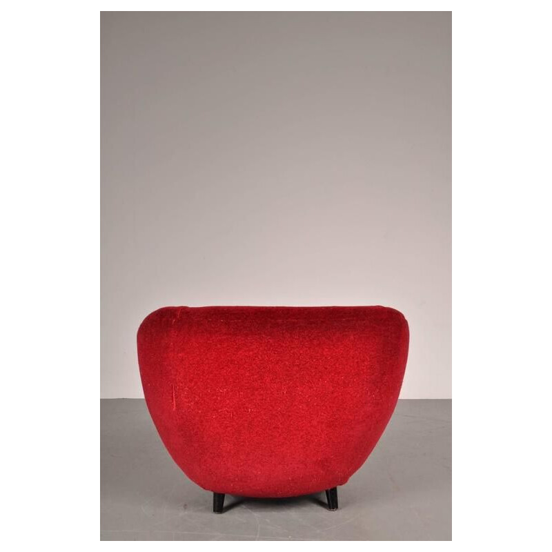 Vintage red armchair,  Italy 1950