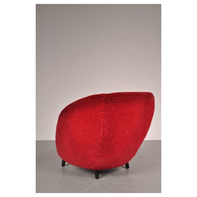 Vintage red armchair,  Italy 1950