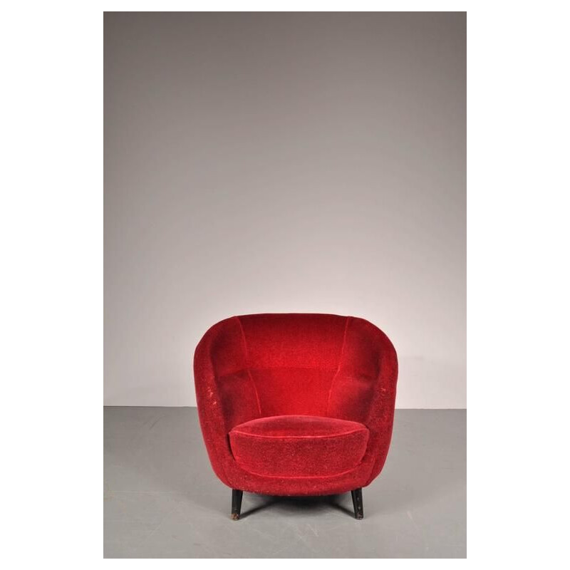 Vintage red armchair,  Italy 1950