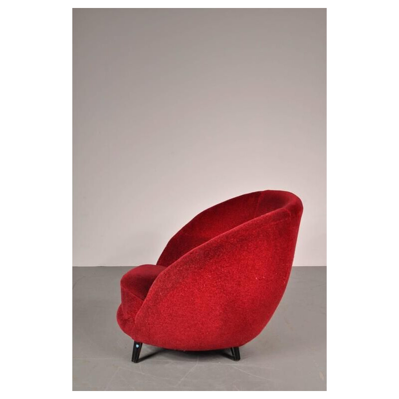 Fauteuil rouge vintage, Italie 1950