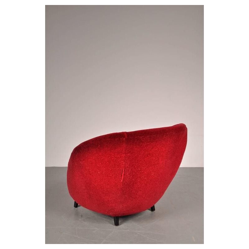 Vintage red armchair,  Italy 1950